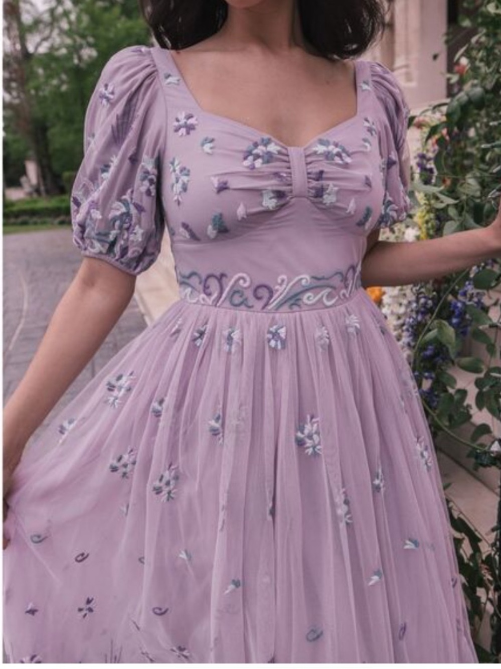 JessaKae Rapunzel lavender purple floral midi dress size XXS - Picture 3 of 10